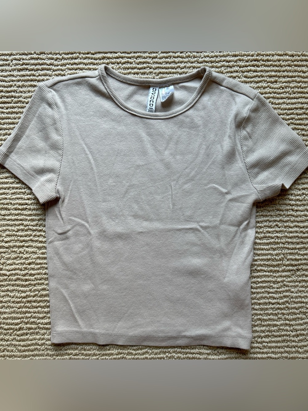 Divided Beige Short Sleeve Ribbed Tee